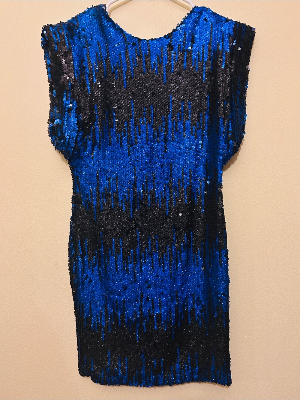 L'ATISTE Blue and Black Sequin Mini Dress 007-T